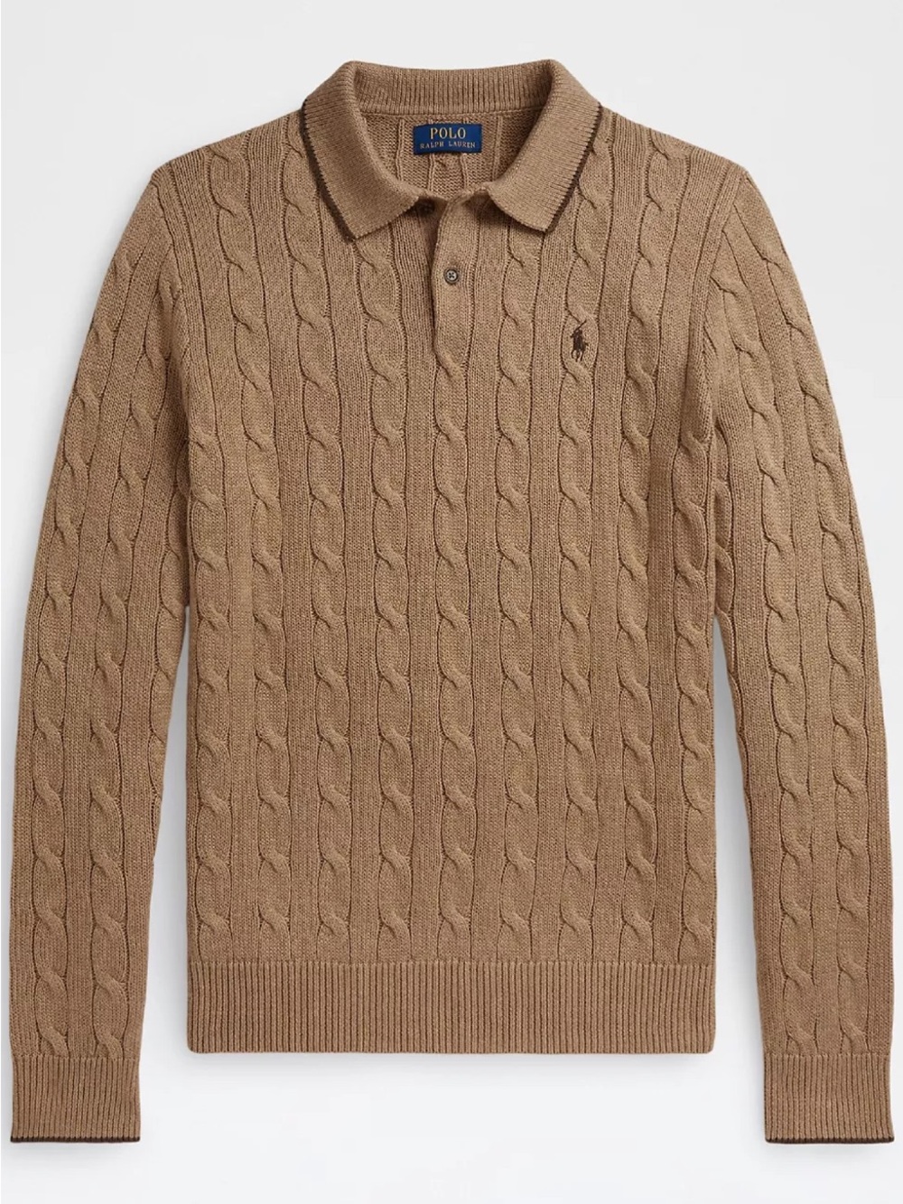 Polo Ralph Lauren brown Cable-Knit Polo Sweater
